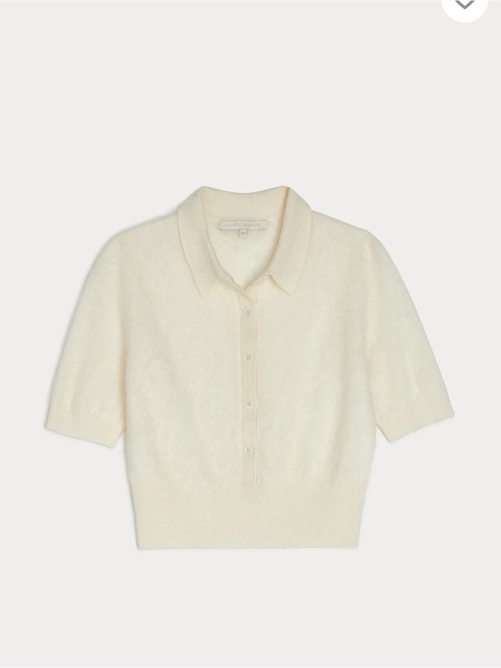 NWT Naked Cashmere Brushed Cashmere Polo Elbow Sleeve Sweater Ivory Ecru M/L - Picture 9 of 14
